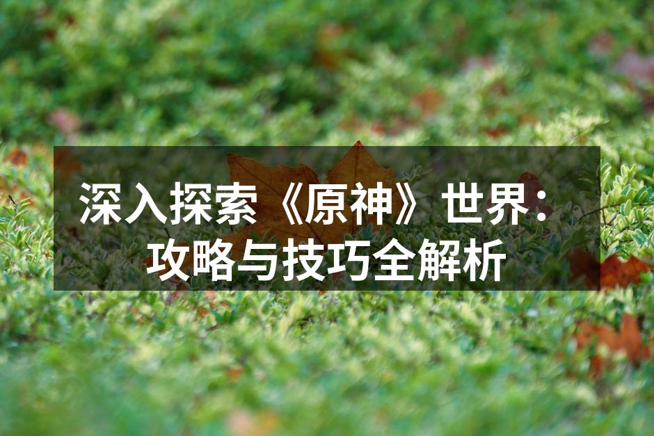 深入探索《原神》世界：攻略与技巧全解析